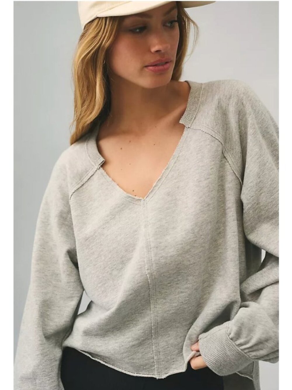 Pilcro Reworked Popover Sweatshirt Cutoff Fleece Womens Small